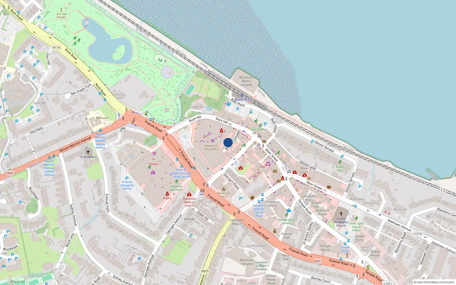 Overhead map showing the location of 5 Brusna Cottages, Blackrock