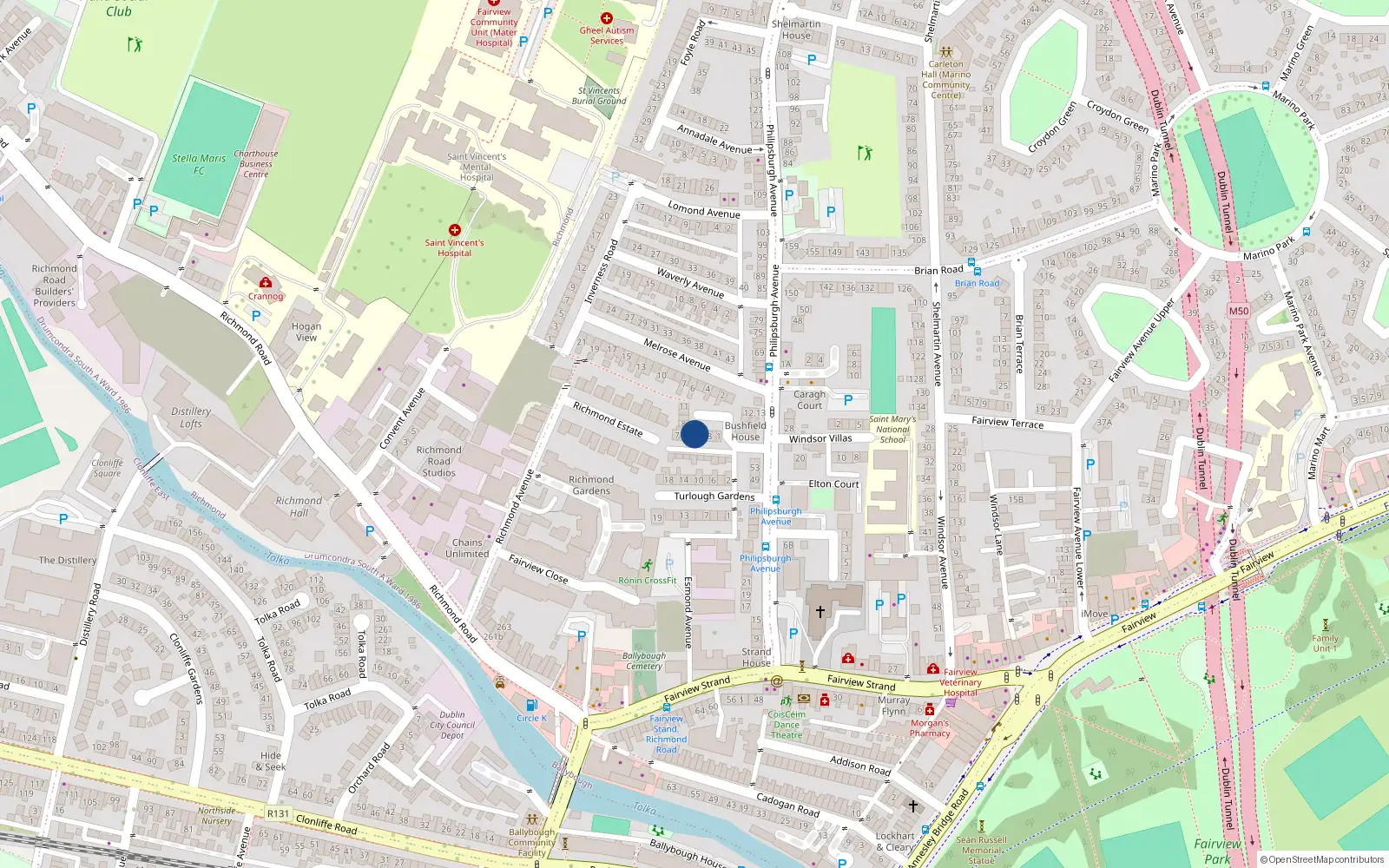 Overhead map showing the location of 5 Bushfield Square, Philipsburgh Avenue, Fairview
