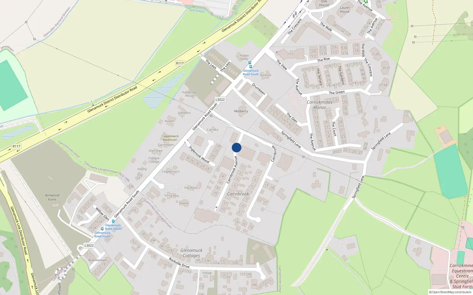 Overhead map showing the location of 5 Cairnbrook Avenue, Dublin