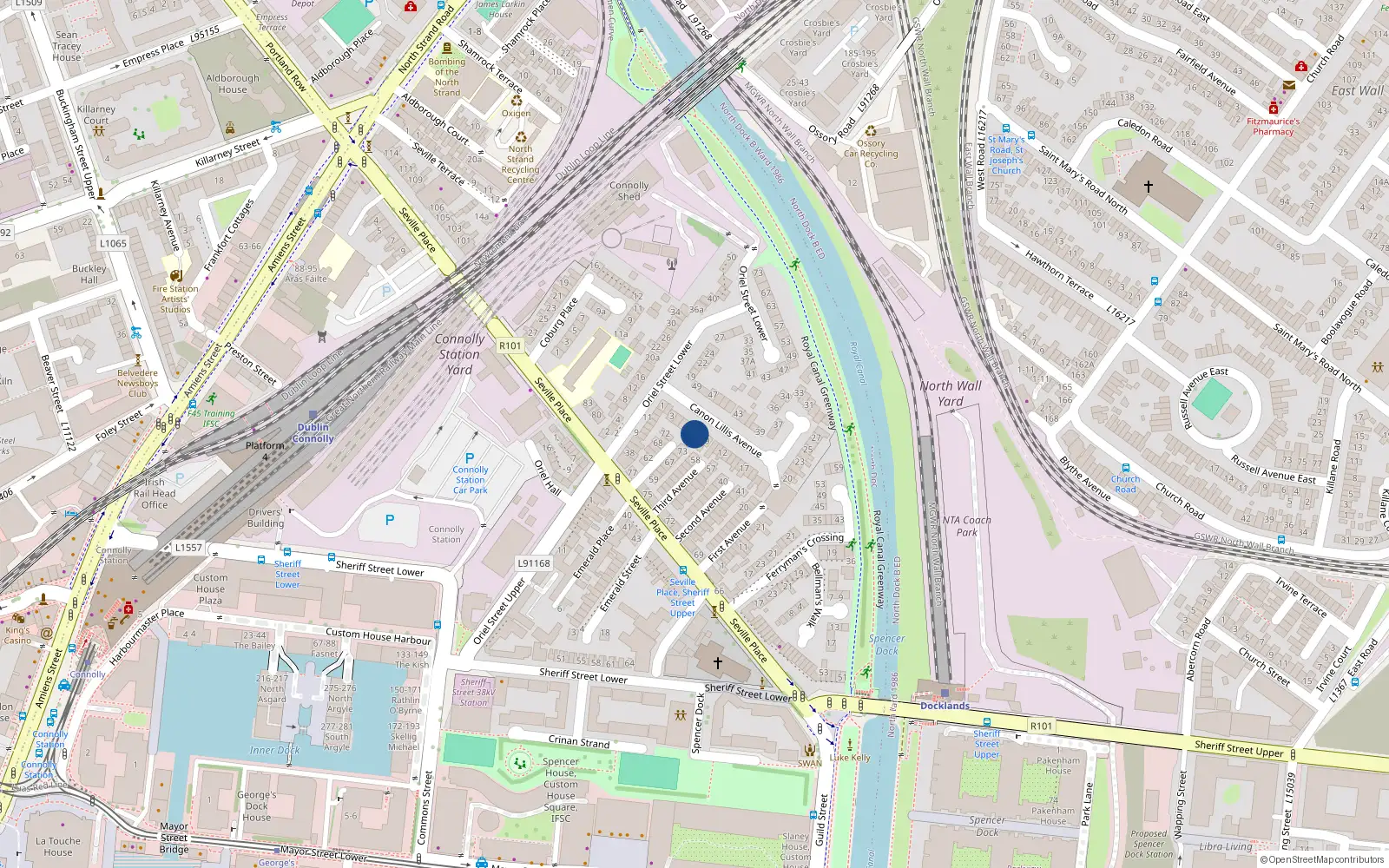 Overhead map showing the location of 5 Canon Lillis Avenue, Dublin 1