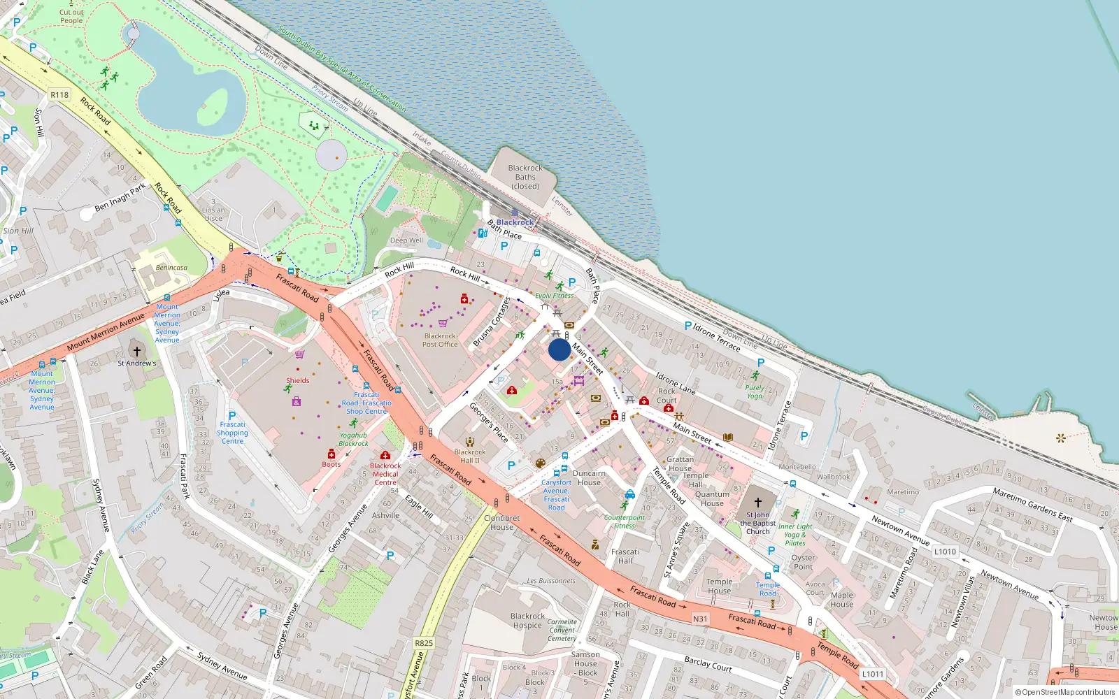 Overhead map showing the location of 5 Carraig Court, Blackrock, Dublin