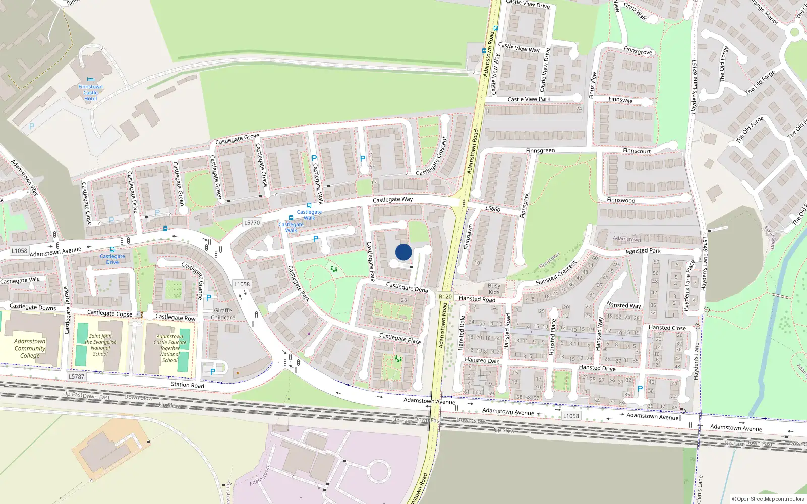 Overhead map showing the location of 5 Castlegate Square, Lucan