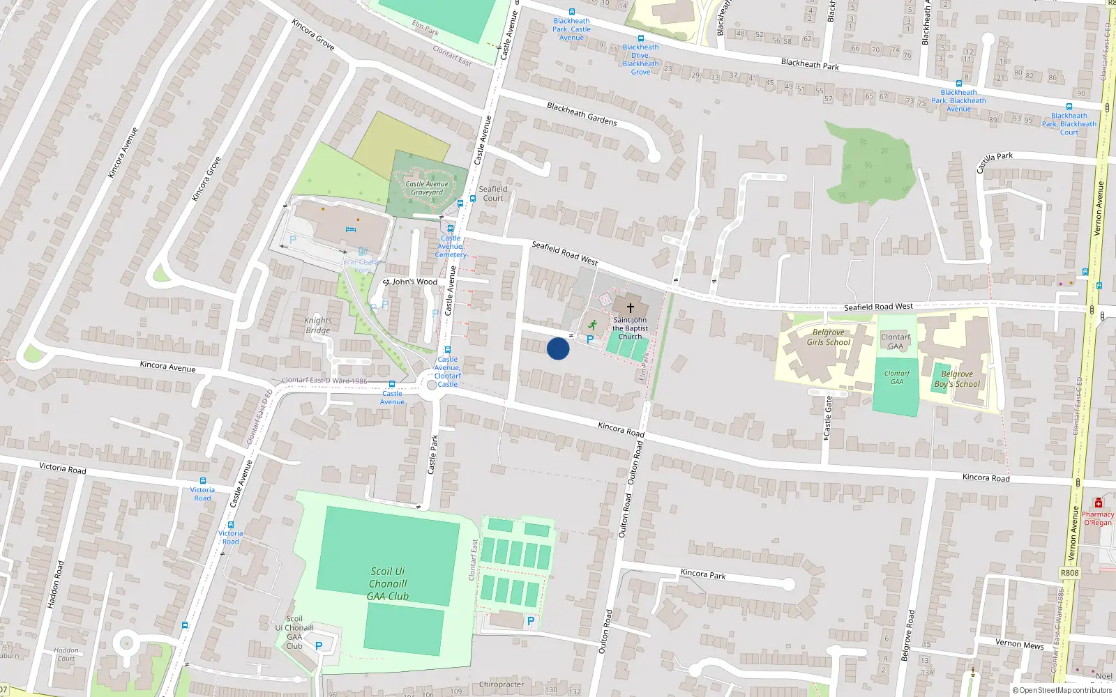 Overhead map showing the location of 5 Castle View, Dublin 3