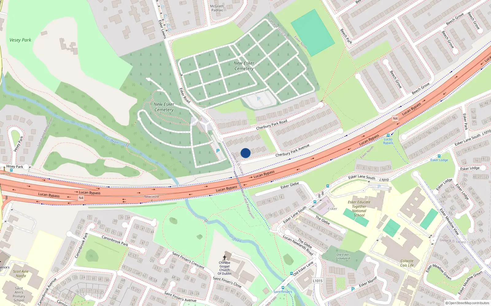 Overhead map showing the location of 5 Cherbury Park Avenue, Lucan