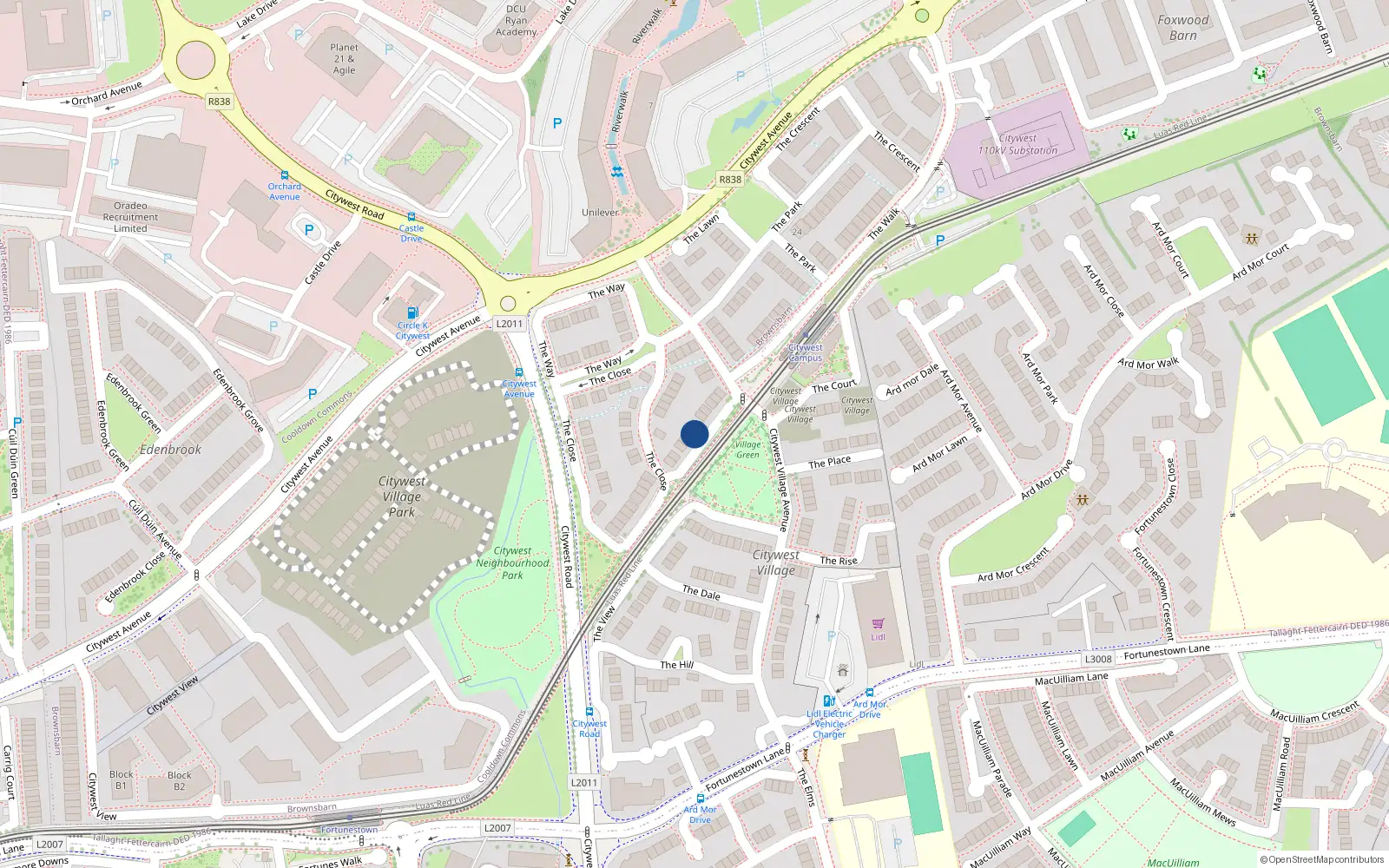 Overhead map showing the location of 5 Citywest Village Green West, Citywest