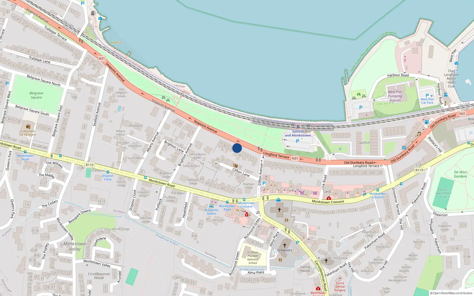 Overhead map showing the location of 5 Clifton Lane, Dublin
