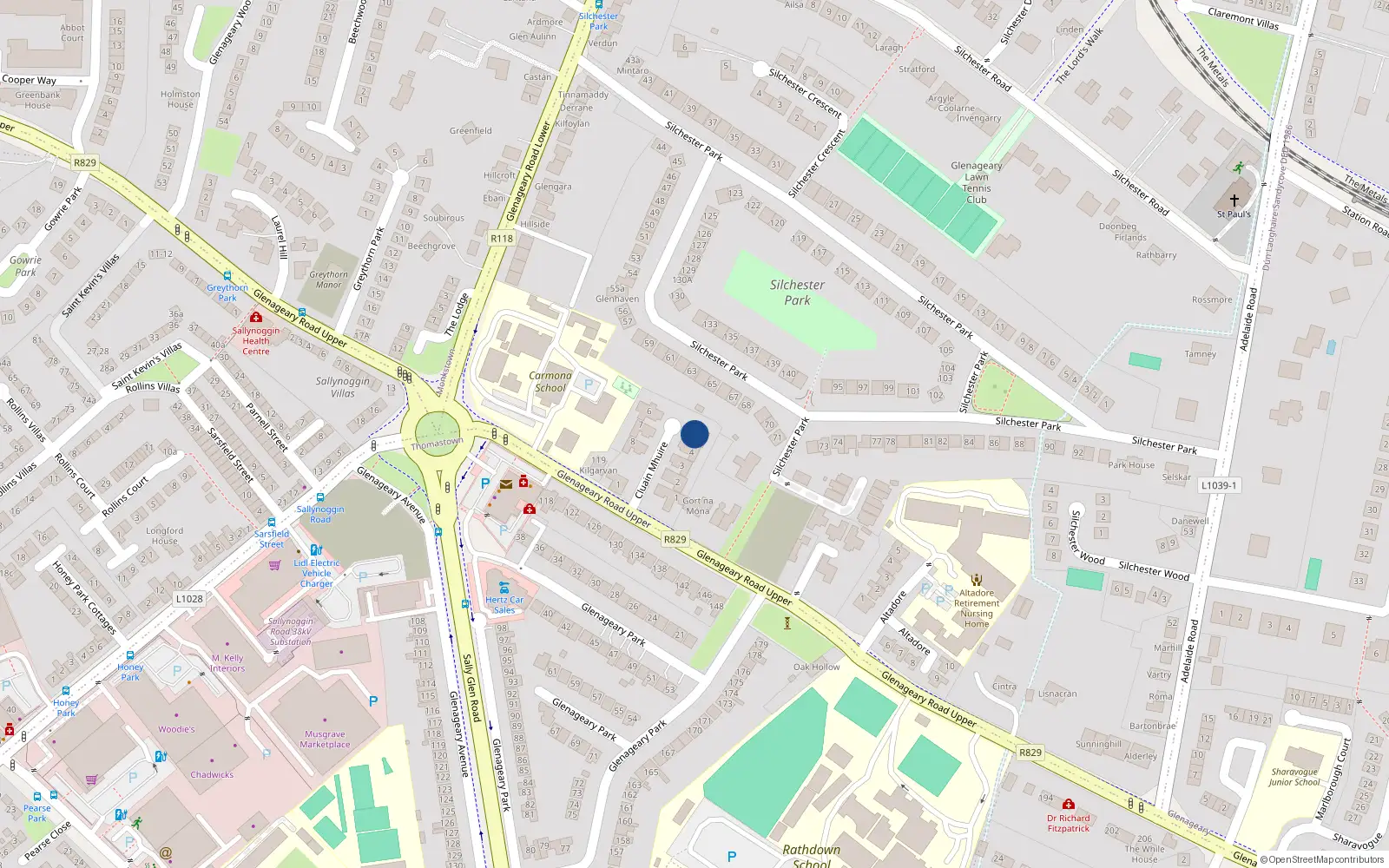 Overhead map showing the location of 5 Cluain Mhuire, Glenageary Road Upper, Dun Laoghaire