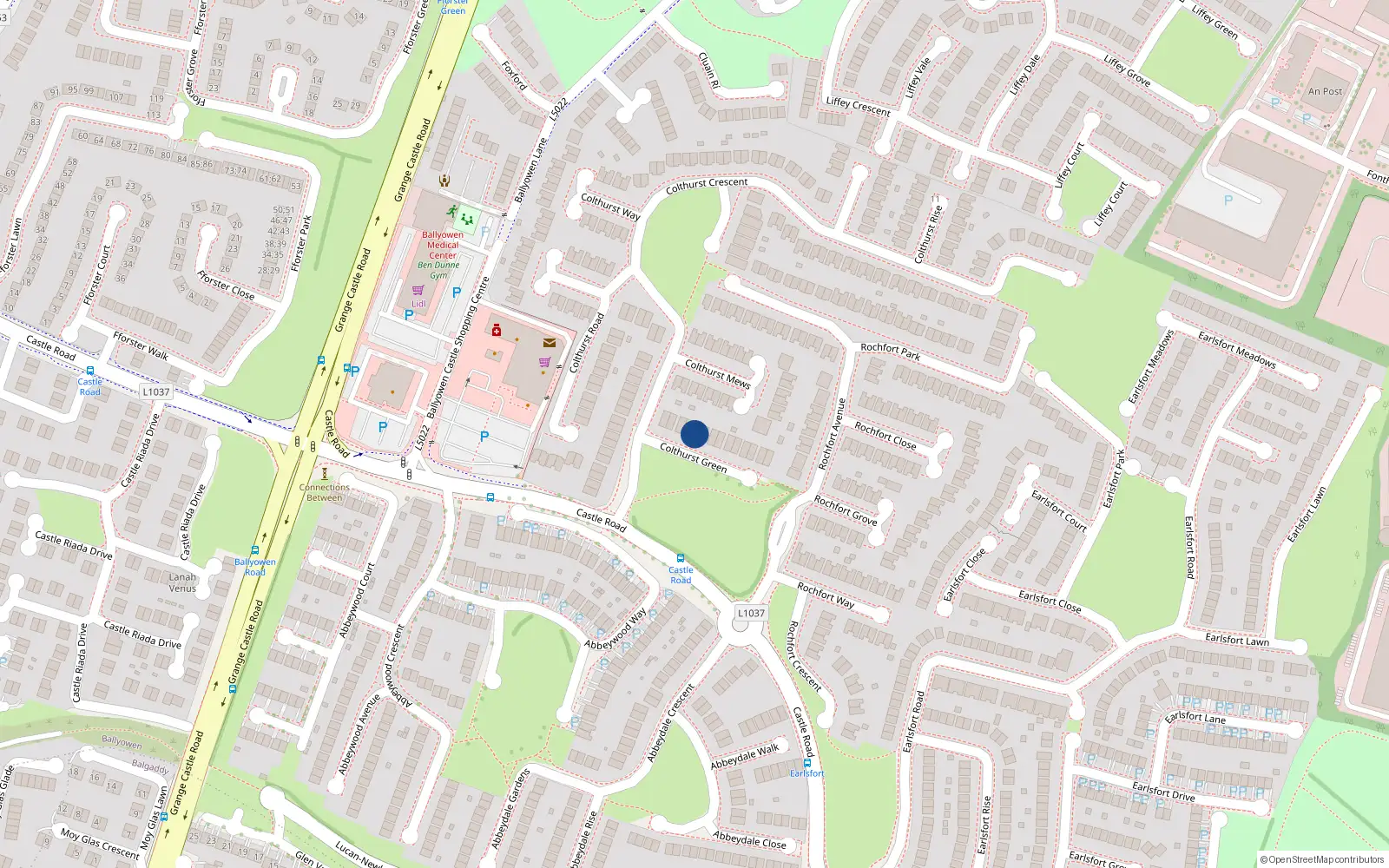 Overhead map showing the location of 5 Colthurst Green, Lucan, Co Dublin