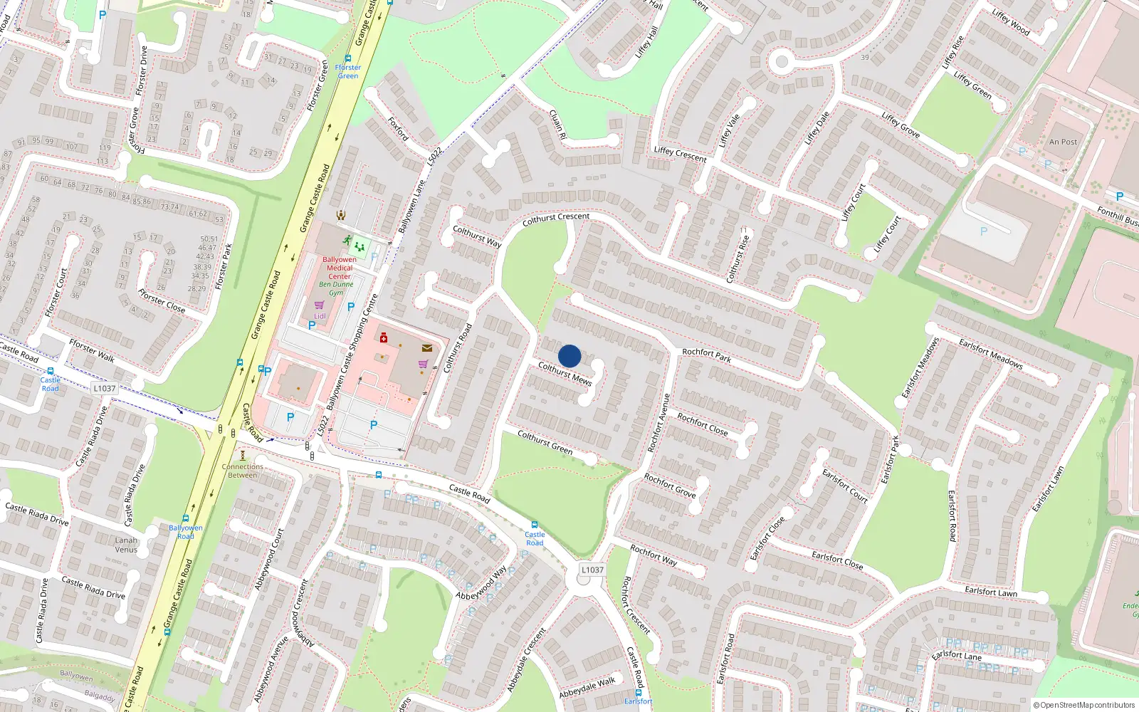 Overhead map showing the location of 5 Colthurst Mews, Huntington Glen, Lucan