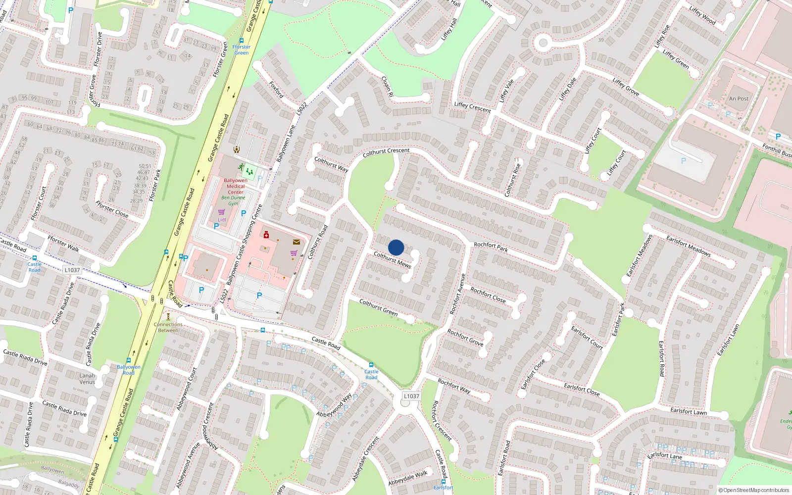 Overhead map showing the location of 5 Colthurst Mews, Lucan