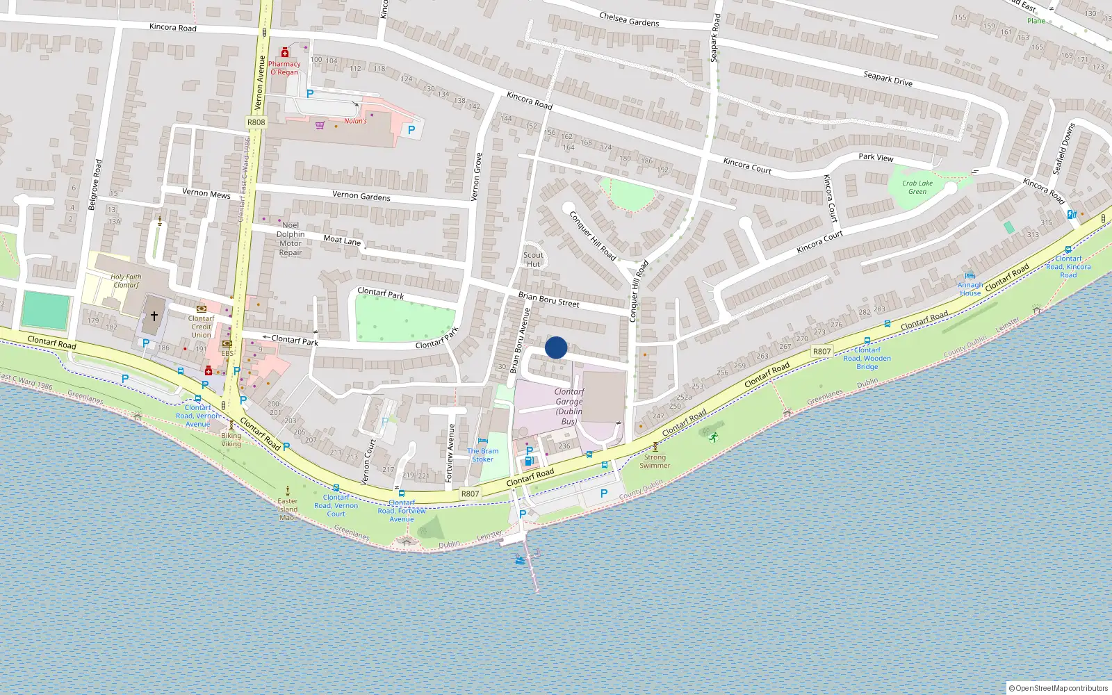 Overhead map showing the location of 5 Conquer Hill Avenue, Dublin 3, Dublin