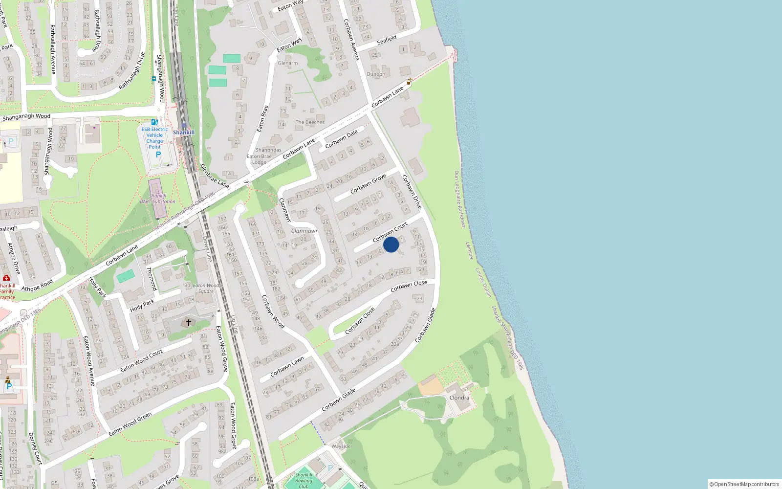 Overhead map showing the location of 5 Corbawn Court, Dublin