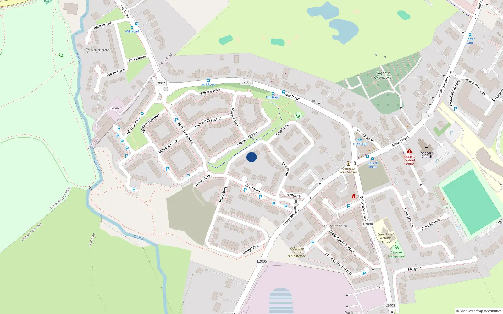 Overhead map showing the location of 5 Crosforge, Saggart