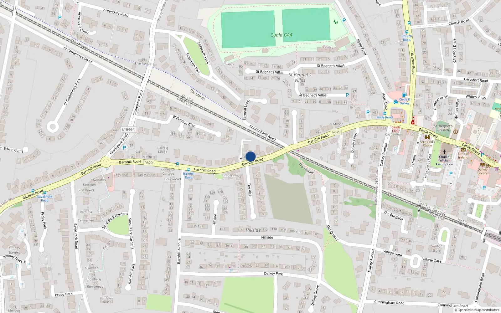 Overhead map showing the location of 5 Dalkey Forge, 34 Barnhill Road, Dalkey