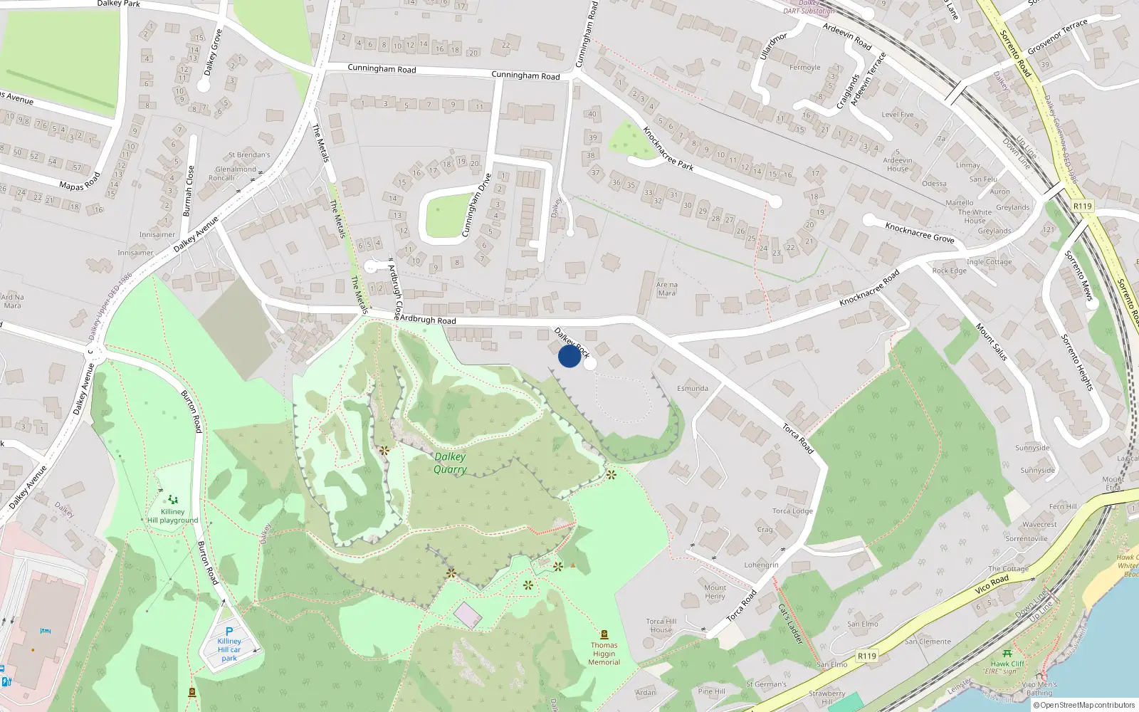 Overhead map showing the location of 5 Dalkey Rock, Dalkey