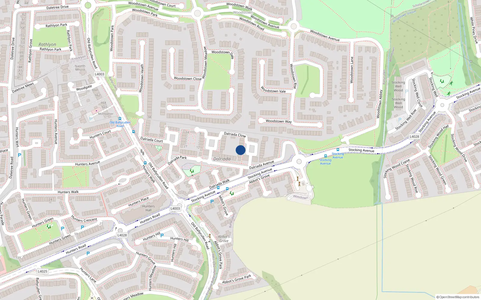 Overhead map showing the location of 5 Dalriada Close, Dublin