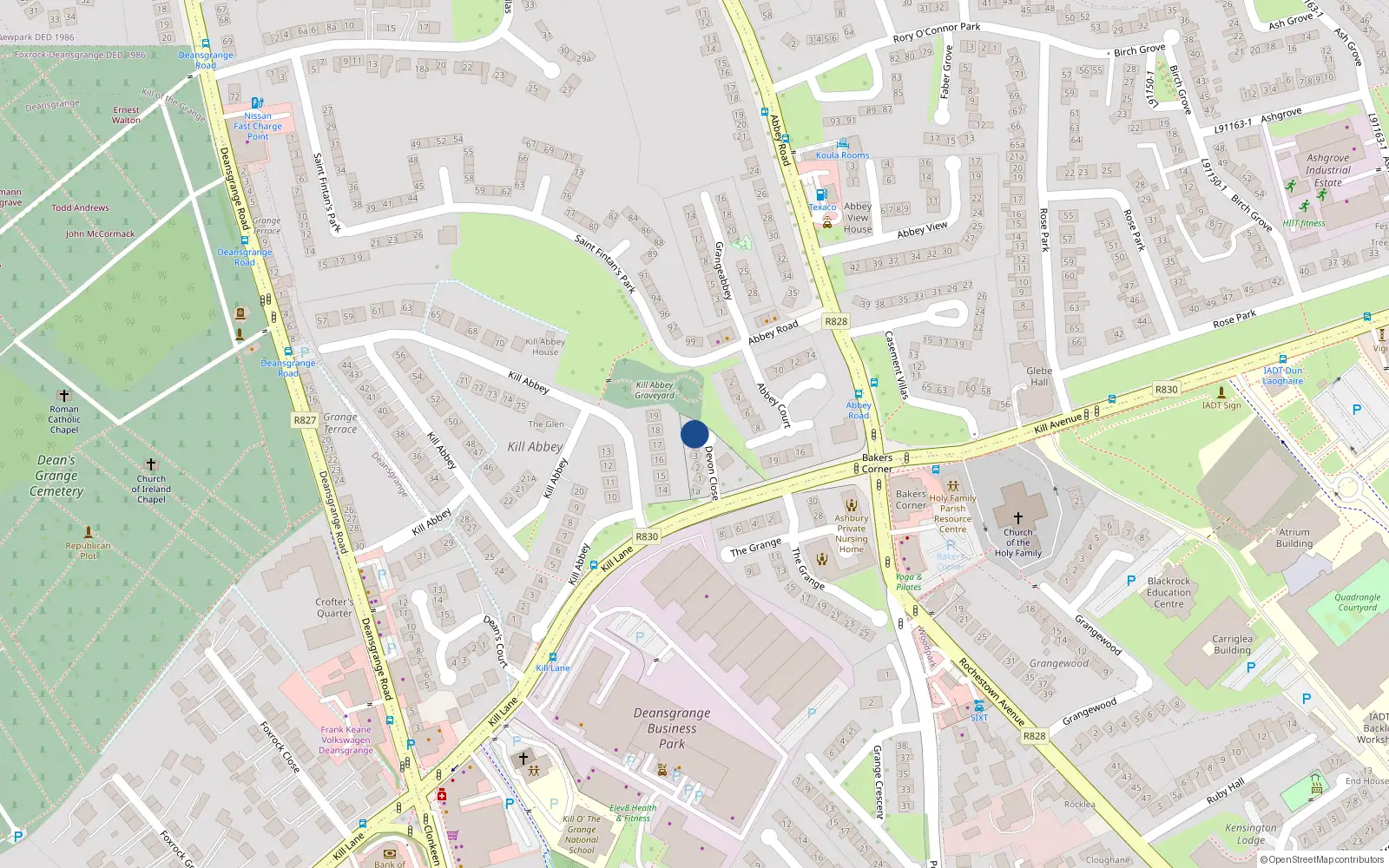 Overhead map showing the location of 5 Devon Close, Blackrock