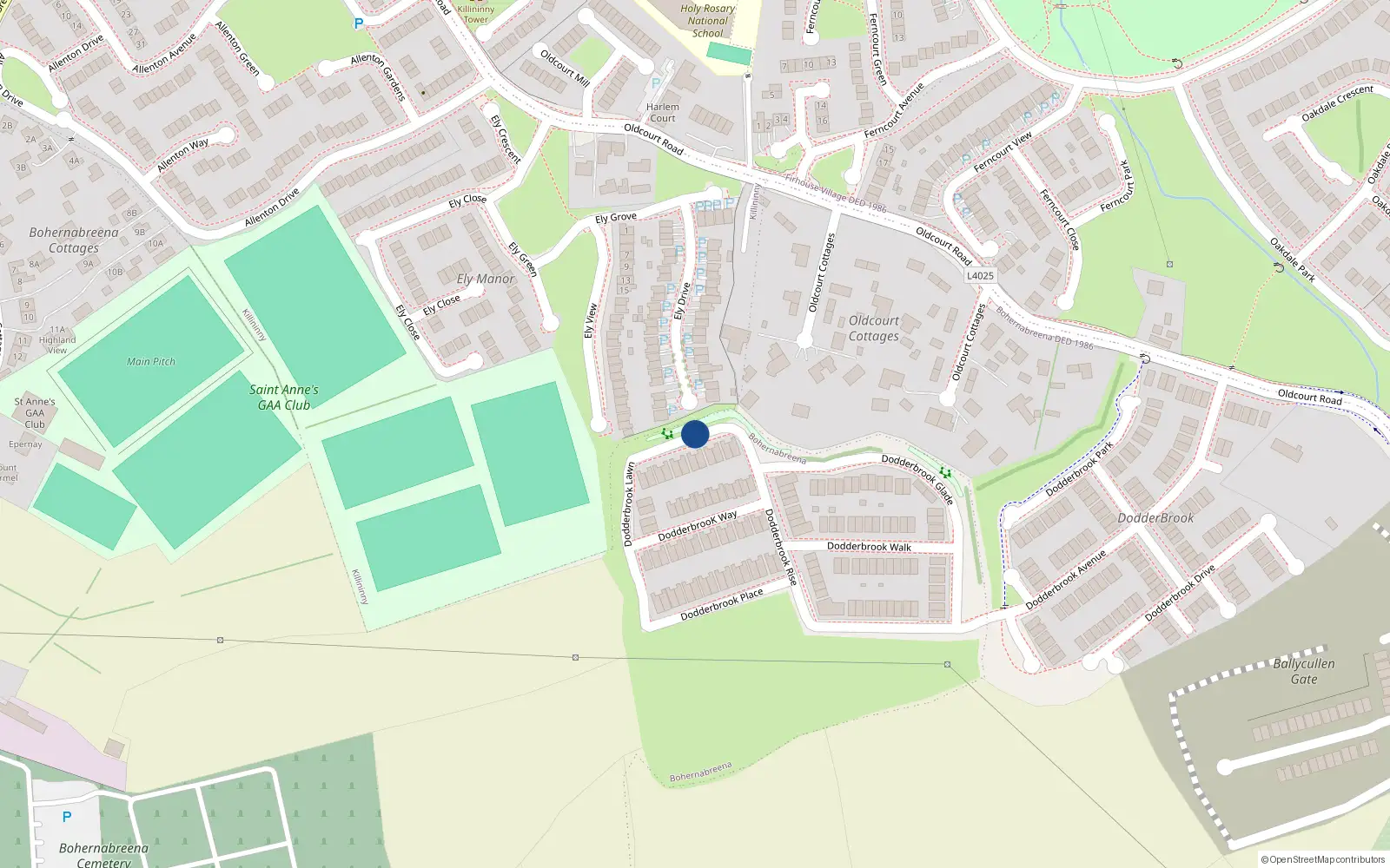 Overhead map showing the location of 5 Dodderbrook Lawn, Ballycullen