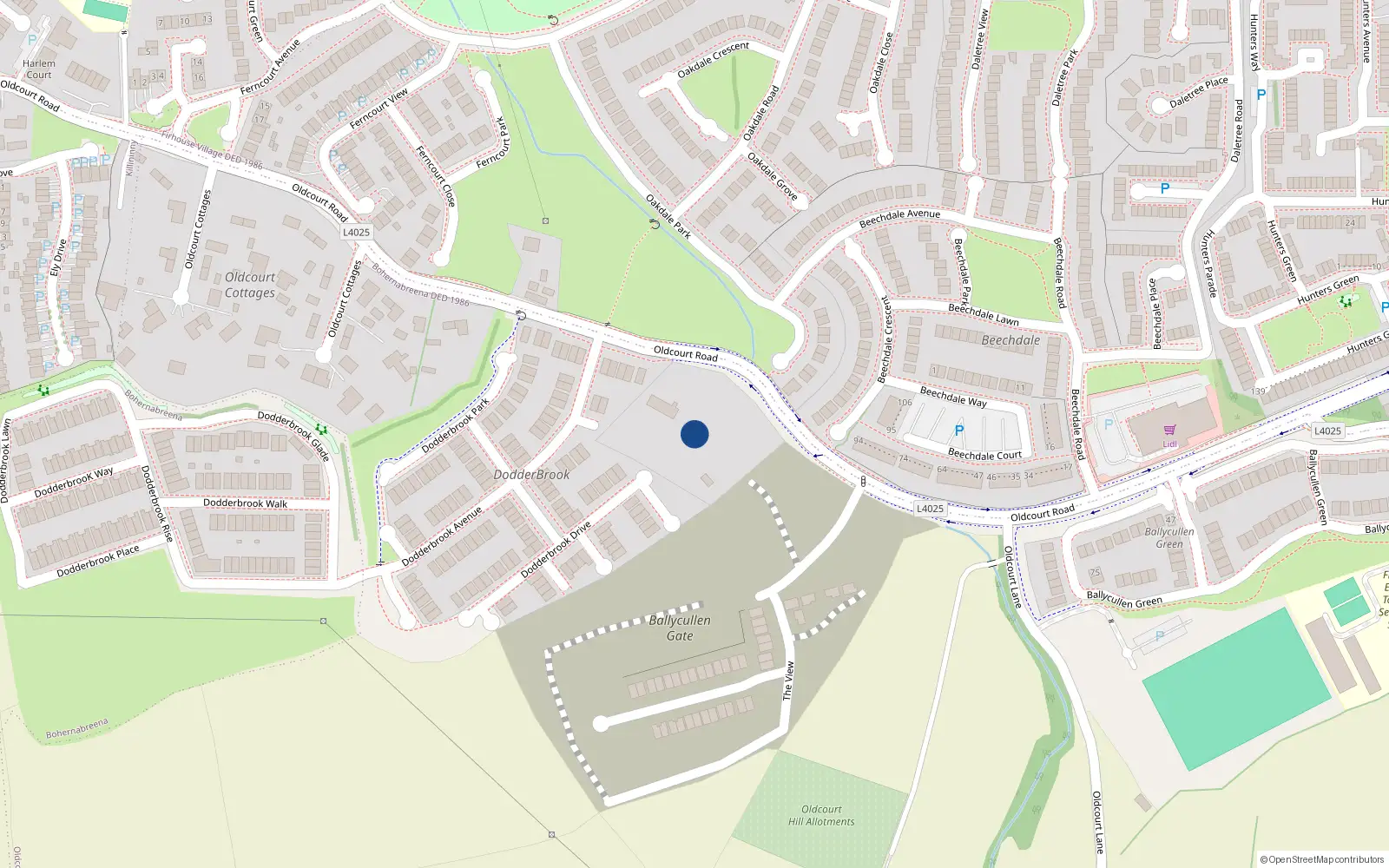 Overhead map showing the location of 5 Dodderbrook Square, Ballycullen