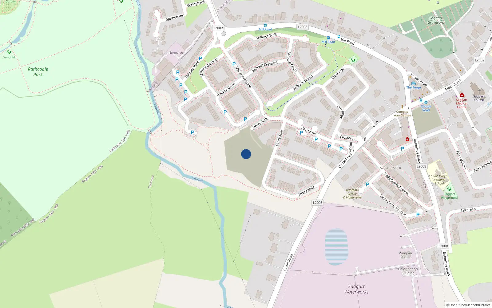 Overhead map showing the location of 5 Drury Park, Saggart