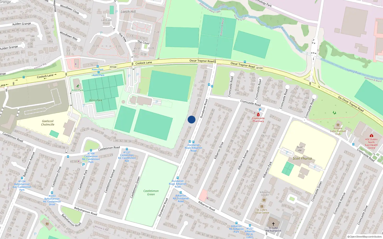 Overhead map showing the location of 5 Dundaniel Court, Dundaniel Road, Dublin 5