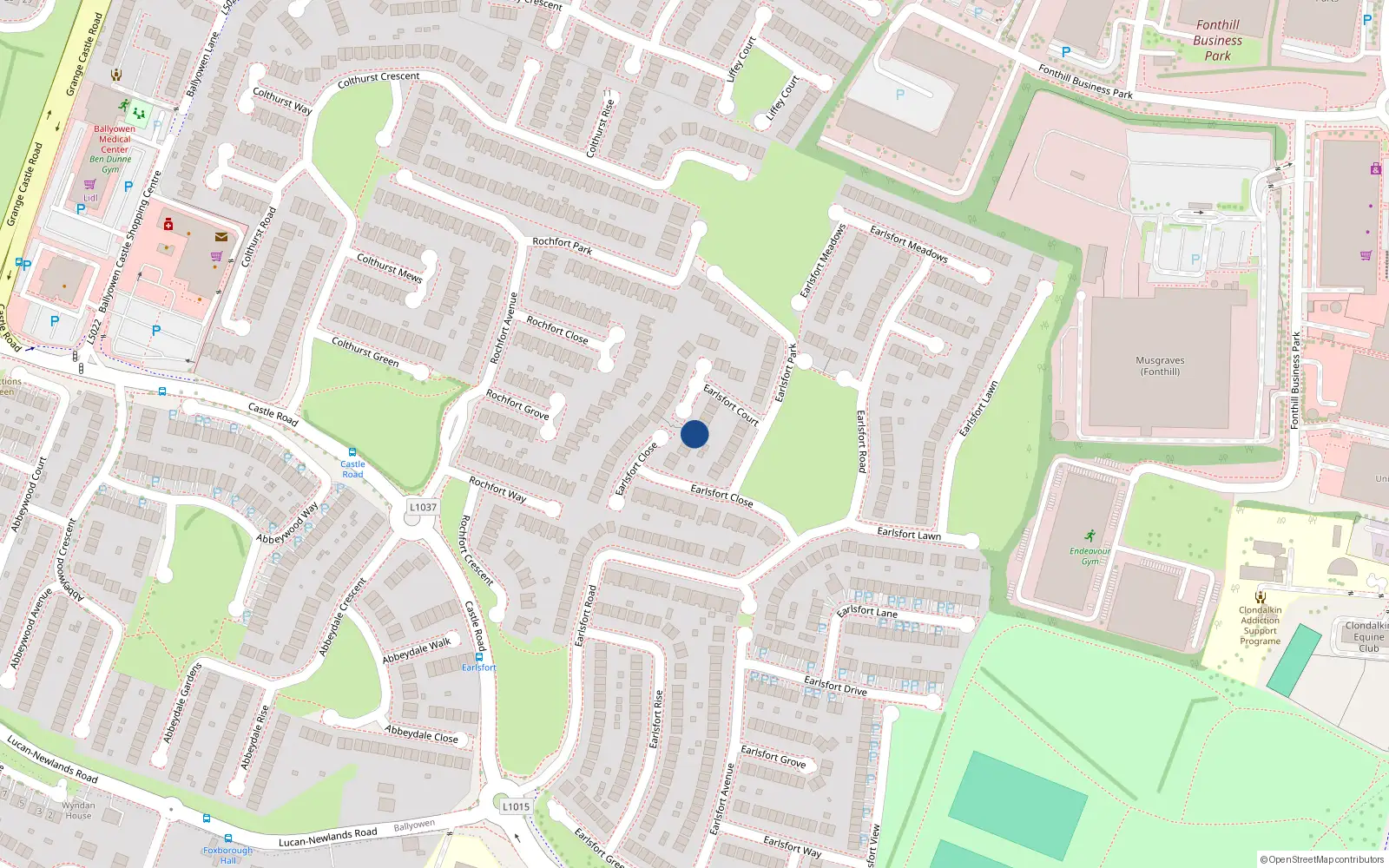 Overhead map showing the location of 5 Earlsfort Court, Lucan