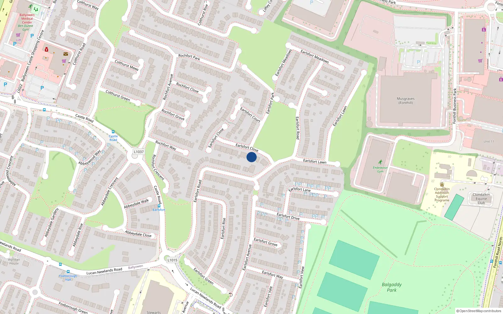 Overhead map showing the location of 5 Earlsfort Glade, Lucan