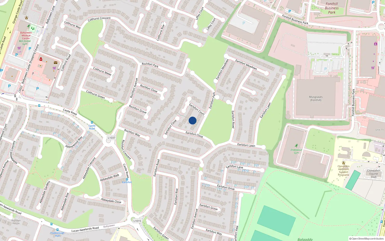 Overhead map showing the location of 5 Earlsfort Park, Lucan