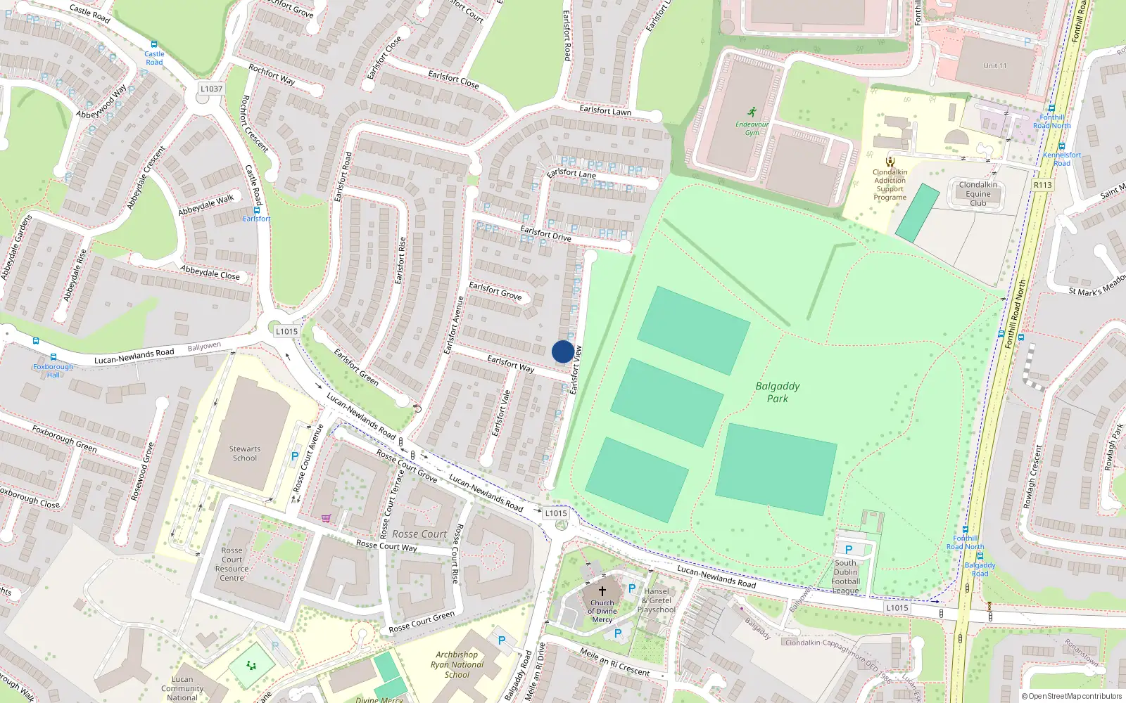 Overhead map showing the location of 5 Earlsfort View, Lucan