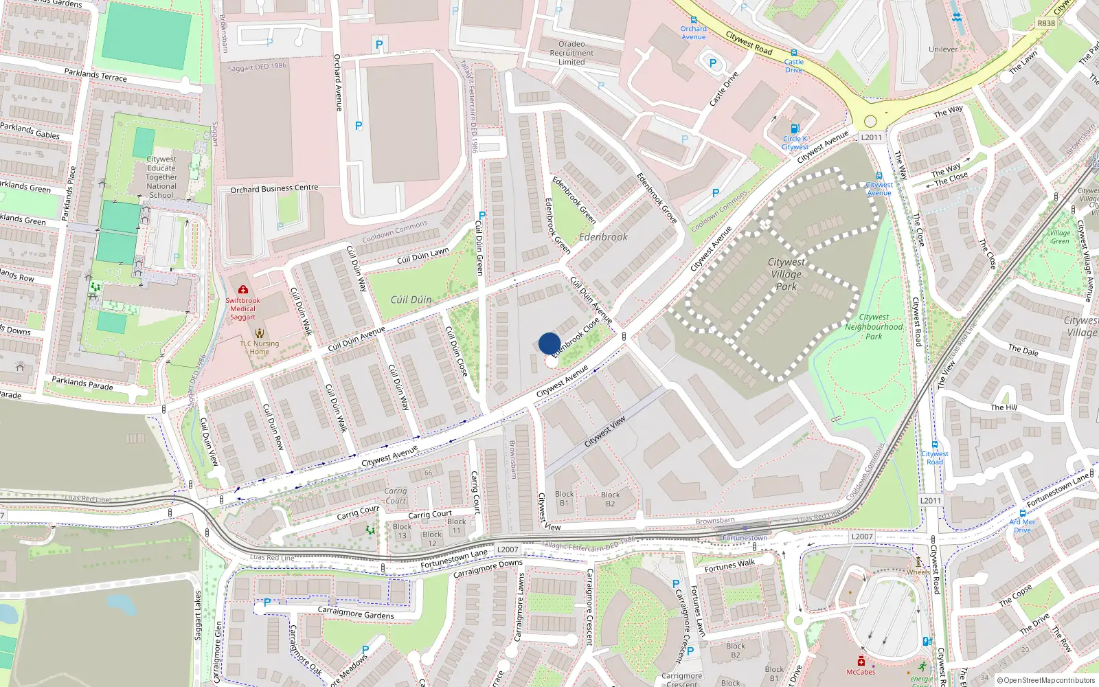 Overhead map showing the location of 5 Edenbrook Close, Cooldown Commons