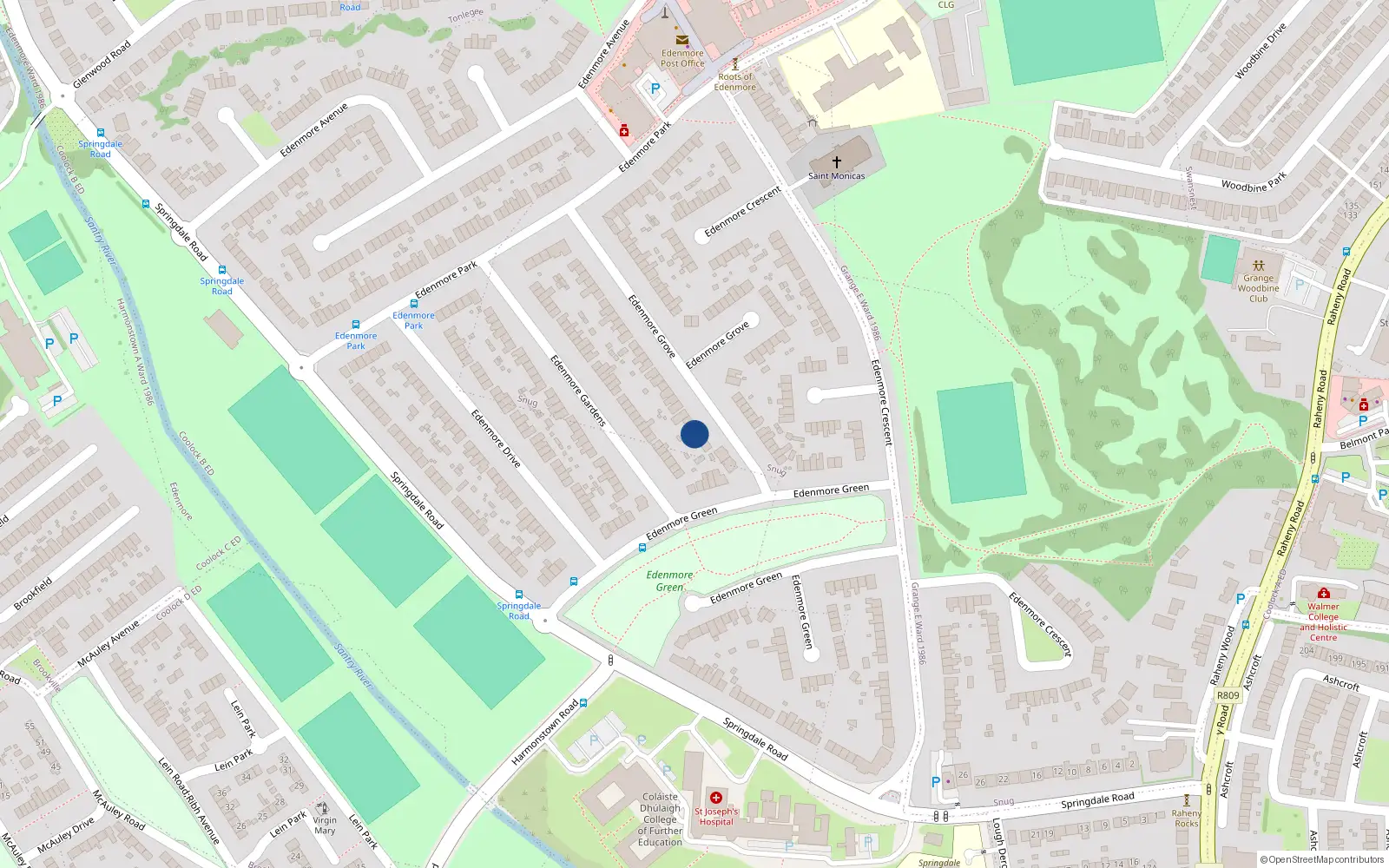 Overhead map showing the location of 5 Edenmore Grove, Dublin 5