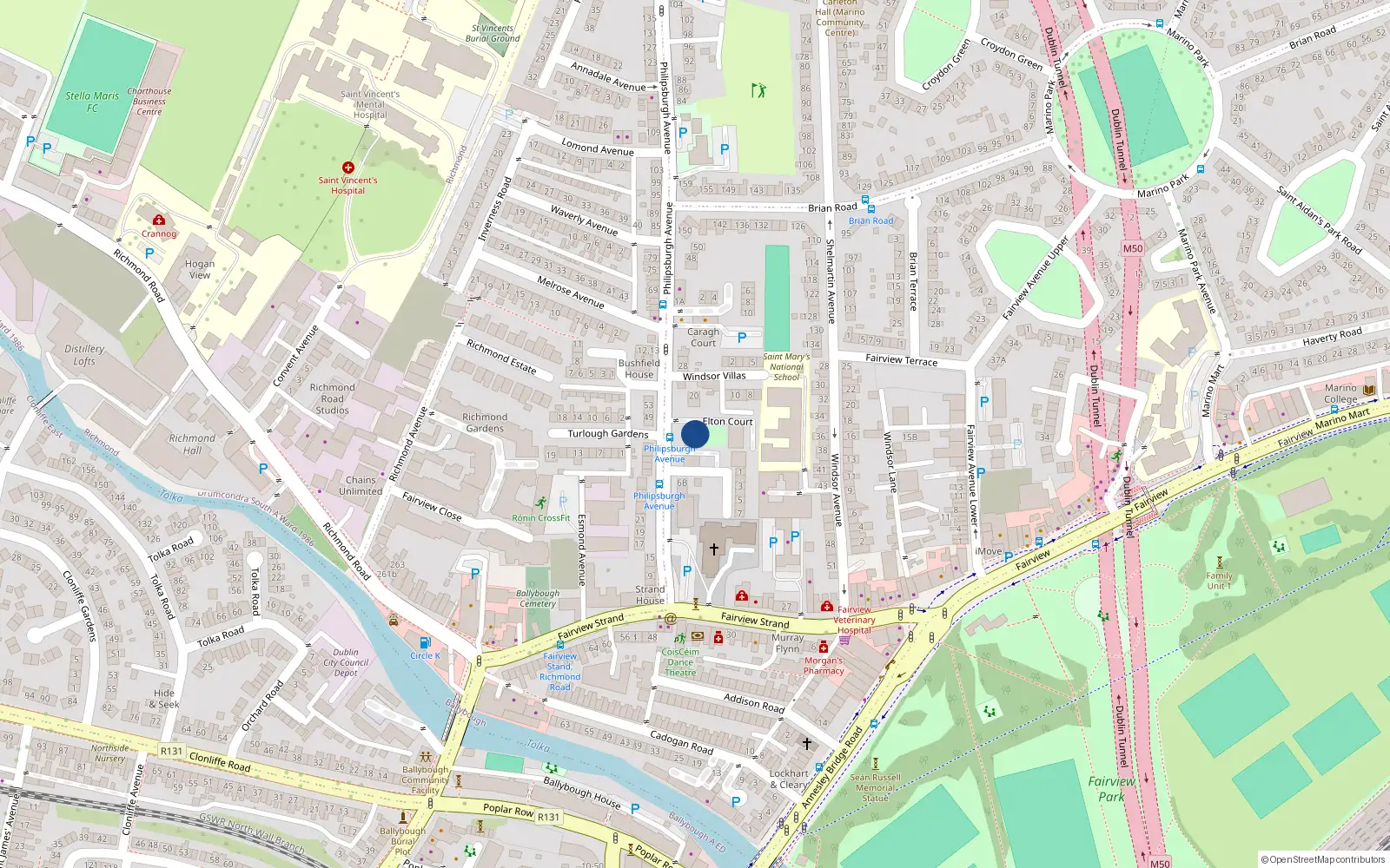 Overhead map showing the location of 5 Elton Court, Philipsburgh Avenue, Fairview