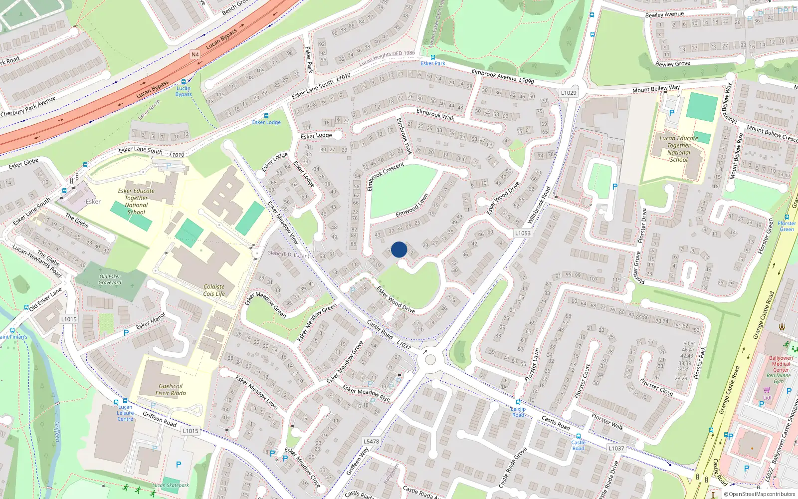 Overhead map showing the location of 5 Esker Wood Walk, Lucan