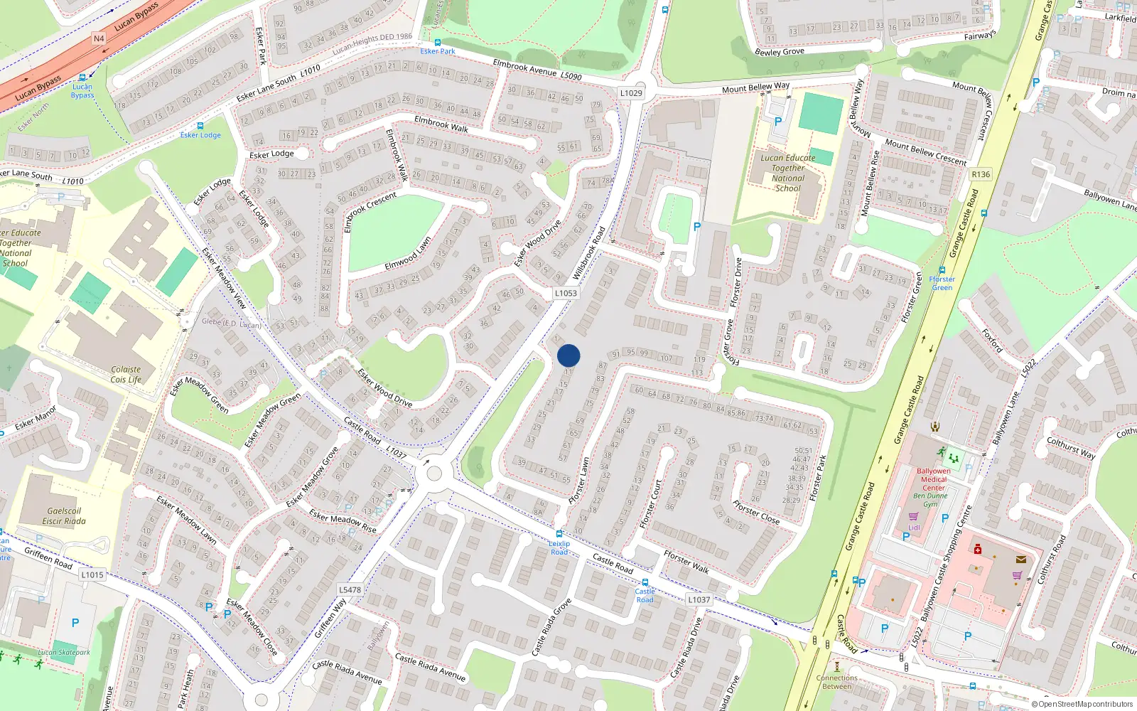 Overhead map showing the location of 5 Fforster Lawn, Lucan