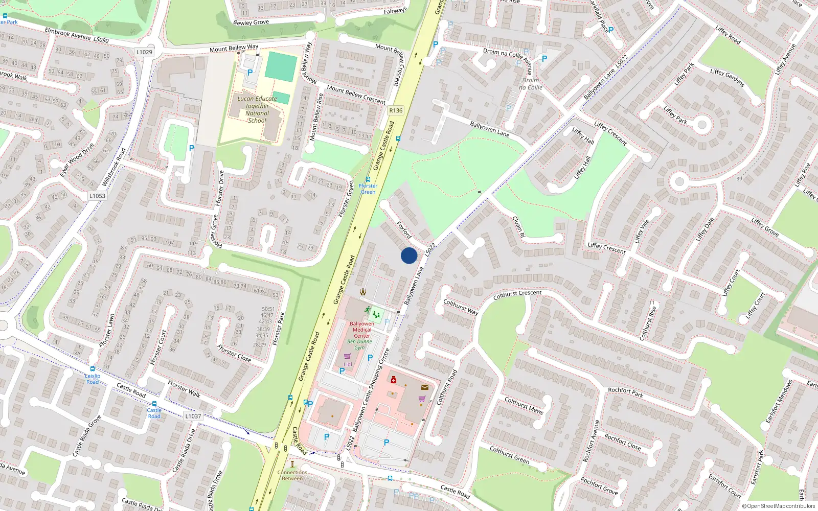 Overhead map showing the location of 5 Foxford, Lucan