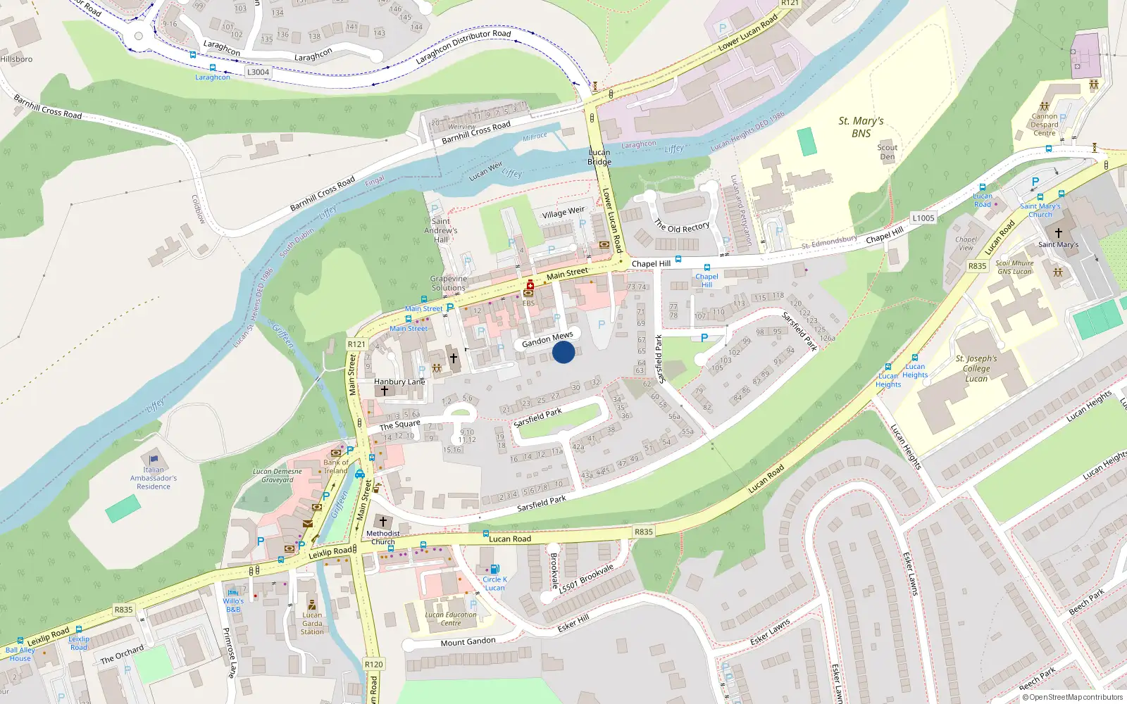Overhead map showing the location of 5 Gandon Mews, Lucan
