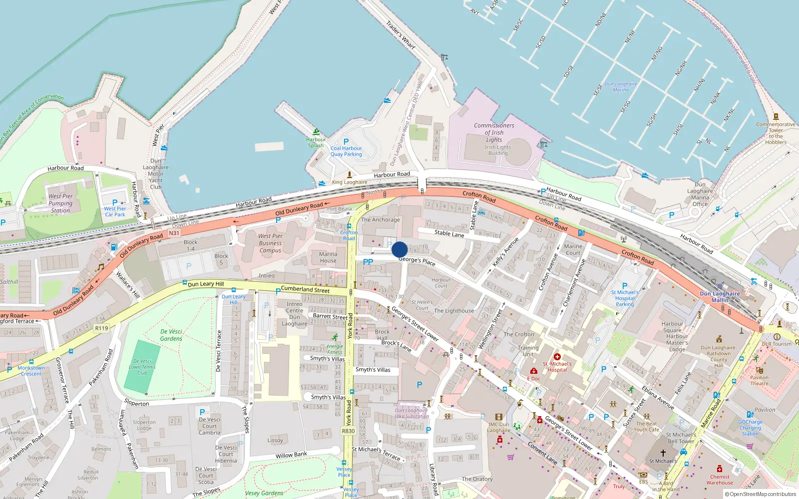 Overhead map showing the location of 5 George's Place, Co Dublin