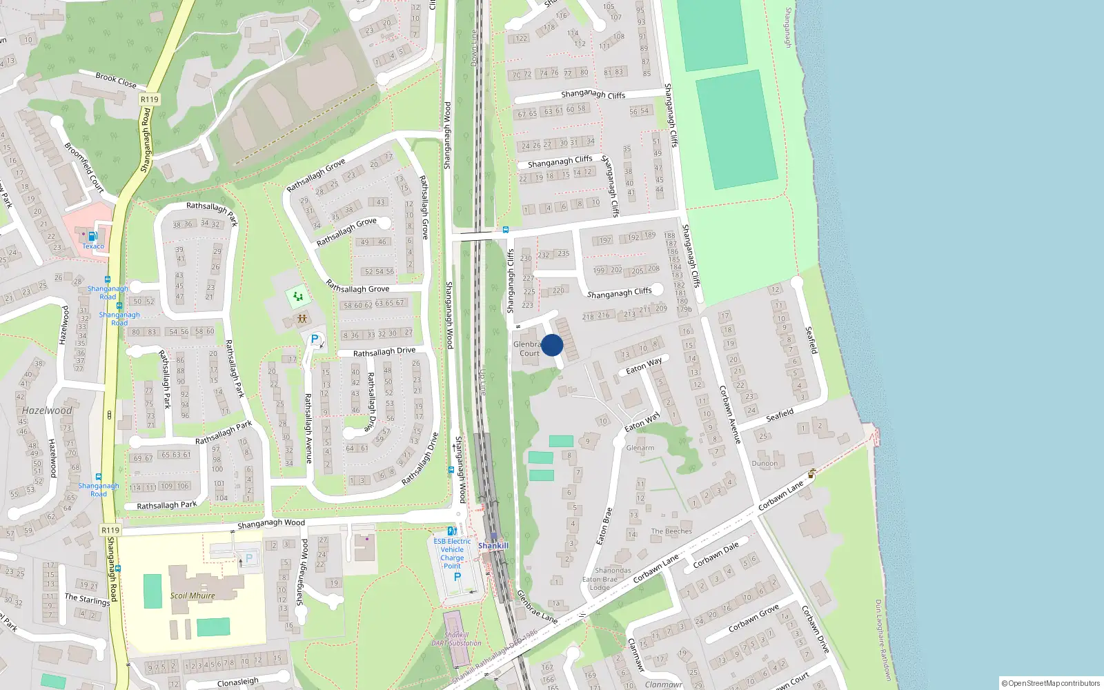 Overhead map showing the location of 5 Glenbrae, Dublin