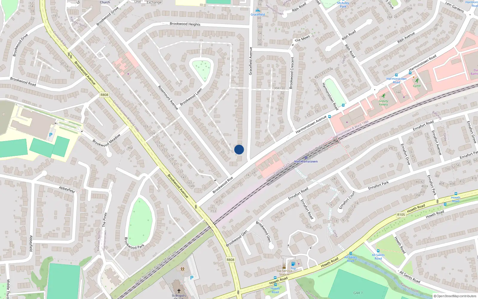 Overhead map showing the location of 5 Gracefield Avenue, Dublin 5