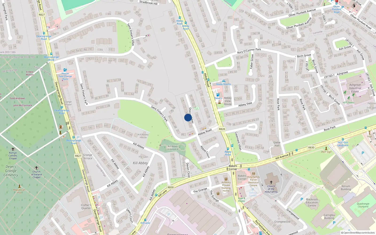Overhead map showing the location of 5 Grangeabbey, Blackrock