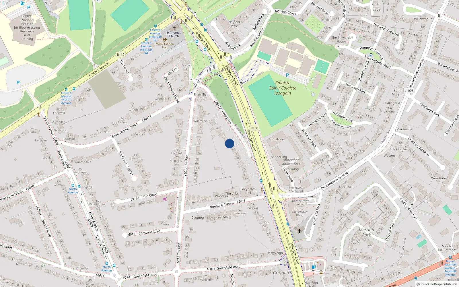 Overhead map showing the location of 5 Greygates, Dublin