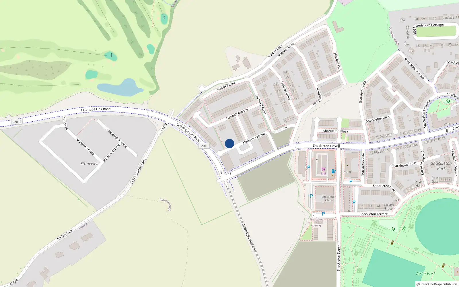 Overhead map showing the location of 5 Hallwell Avenue, Lucan