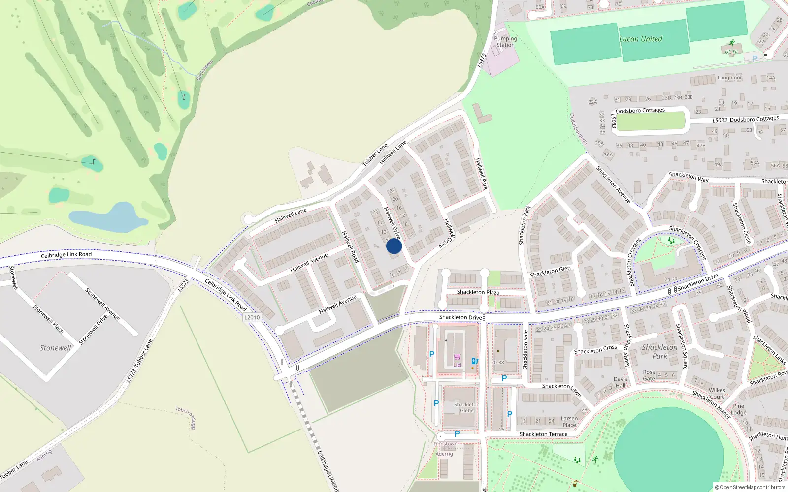 Overhead map showing the location of 5 Hallwell Drive, Lucan