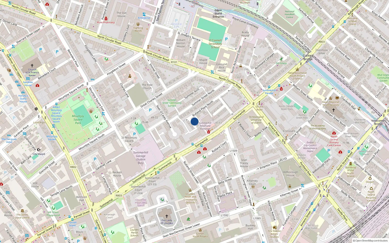 Overhead map showing the location of 5 Healy Street, Dublin 1