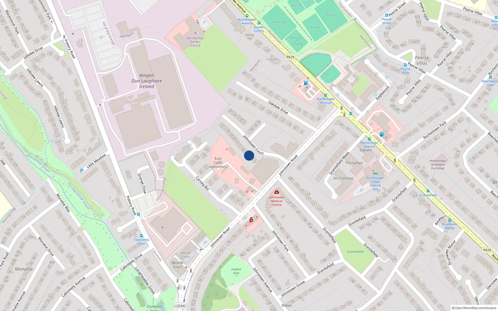 Overhead map showing the location of 5 Johnstown Court, Co. Dublin