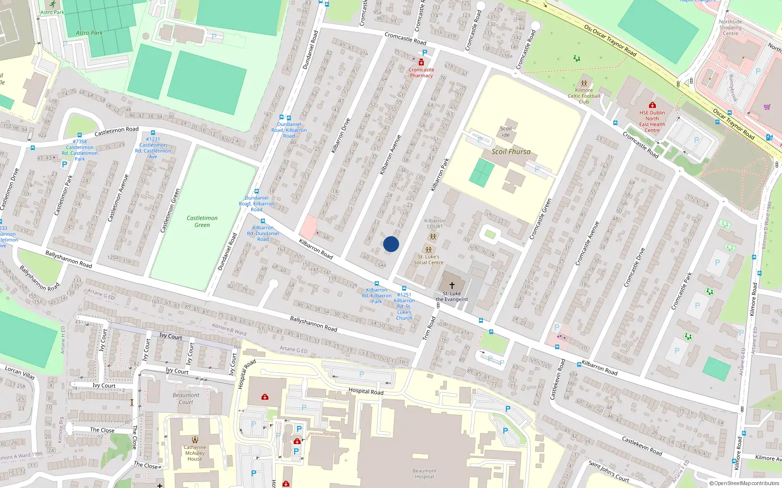 Overhead map showing the location of 5 Kilbarron Park, Dublin 5