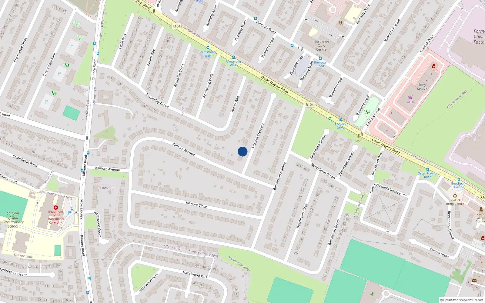 Overhead map showing the location of 5 Kilmore Crescent, Dublin 5