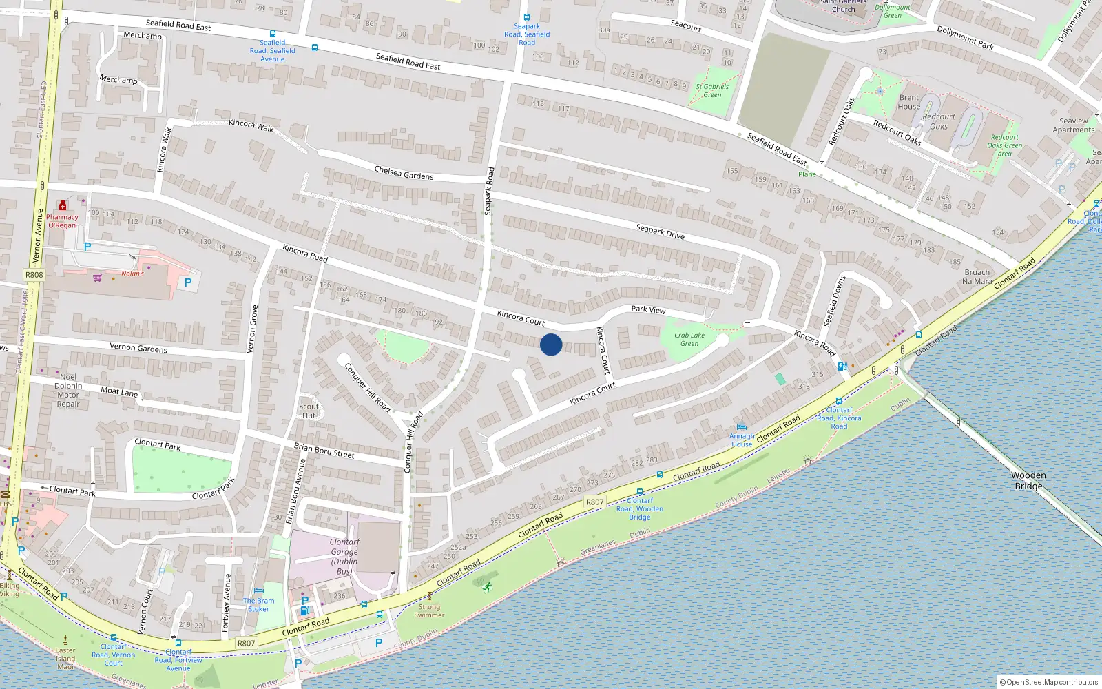 Overhead map showing the location of 5 Kincora Court, Dublin 3