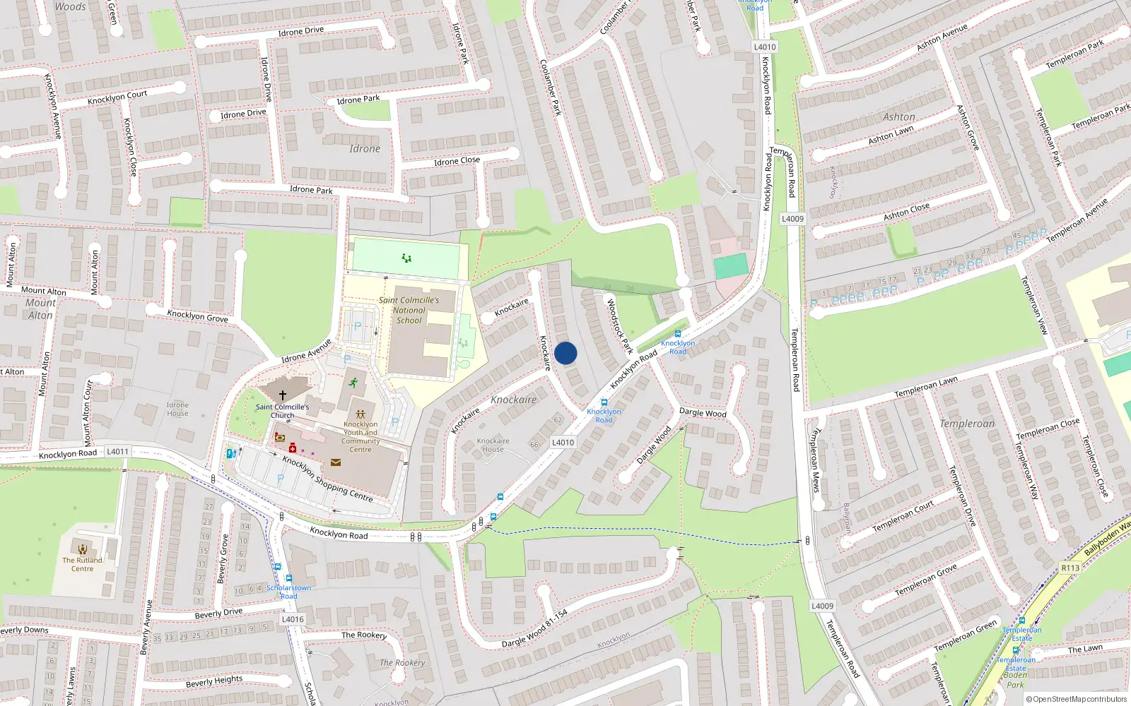 Overhead map showing the location of 5 Knockaire, Dublin 16