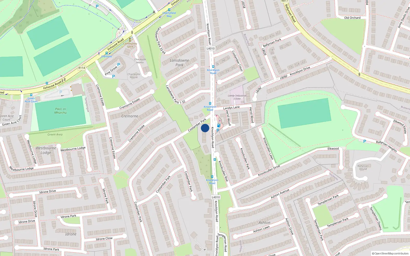 Overhead map showing the location of 5 Knoclyon Road, 5 Knocklyon Road, Dublin 16